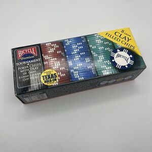 BICYCLE Premium Tournament 100 POKER CHIPS with Tray 8 Gram Clay Filled Casino